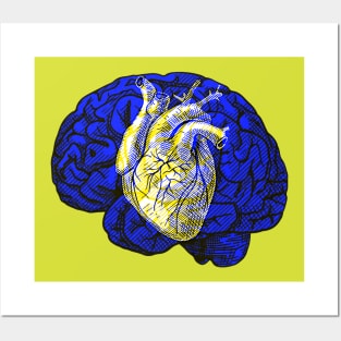 Brain&Heart Interactive Yellow&Blue Filter T-Shirt #2 By Red&Blue Posters and Art